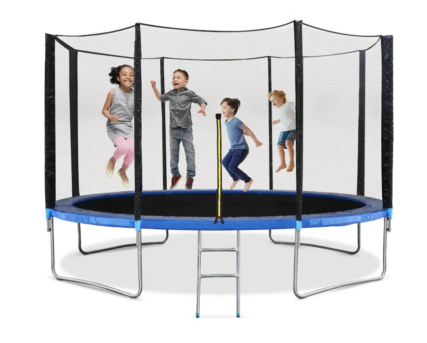 8FT 10FT 12FT 14FT Trampoline with Enclosure Net Outdoor Jump Rectangle Trampoline