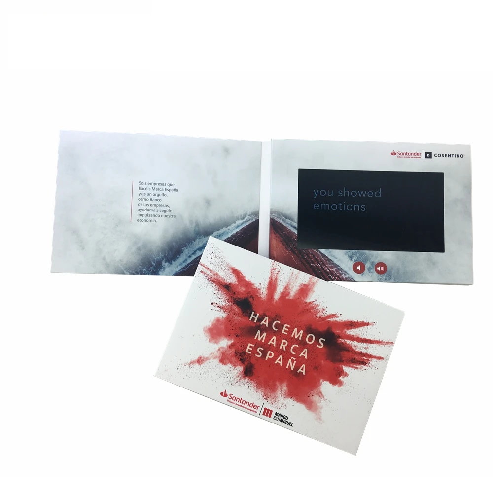 POP UP A5 7 inch video card with lcd screen  video brochures with customized design For Business and Advertising