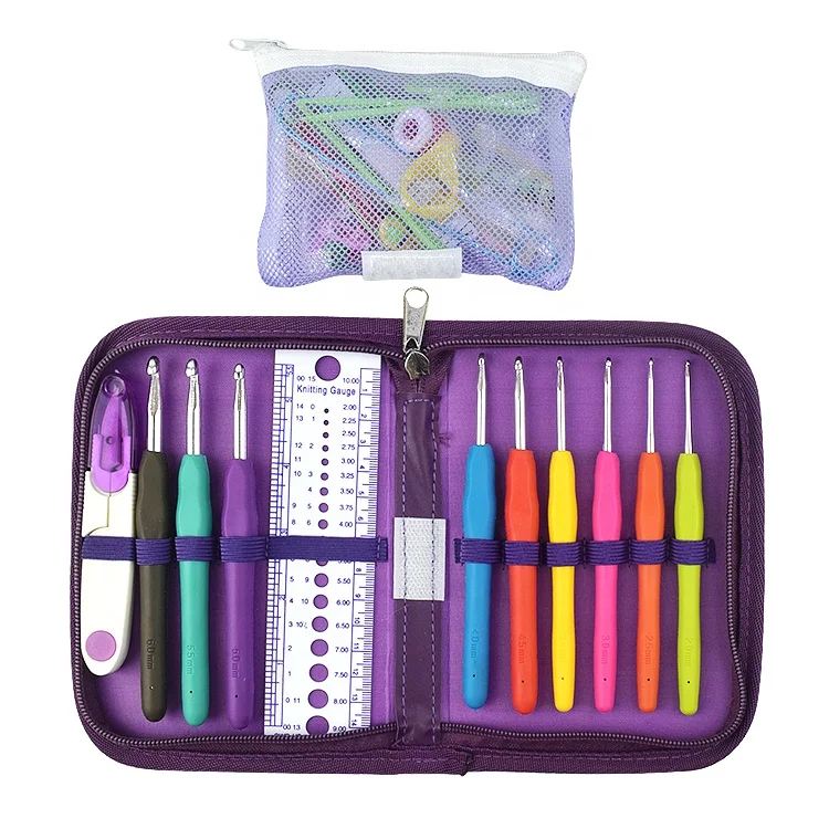 Wholesale kitting needles set for sweater and crochet hooks set with portable case