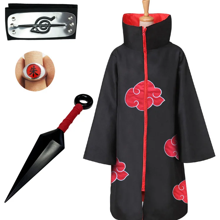 Tytopone Uchiha Itachi Akatsuki плащ с красными облаками аниме Ниндзя Косплей Костюм для Хэллоуина взрослых детей