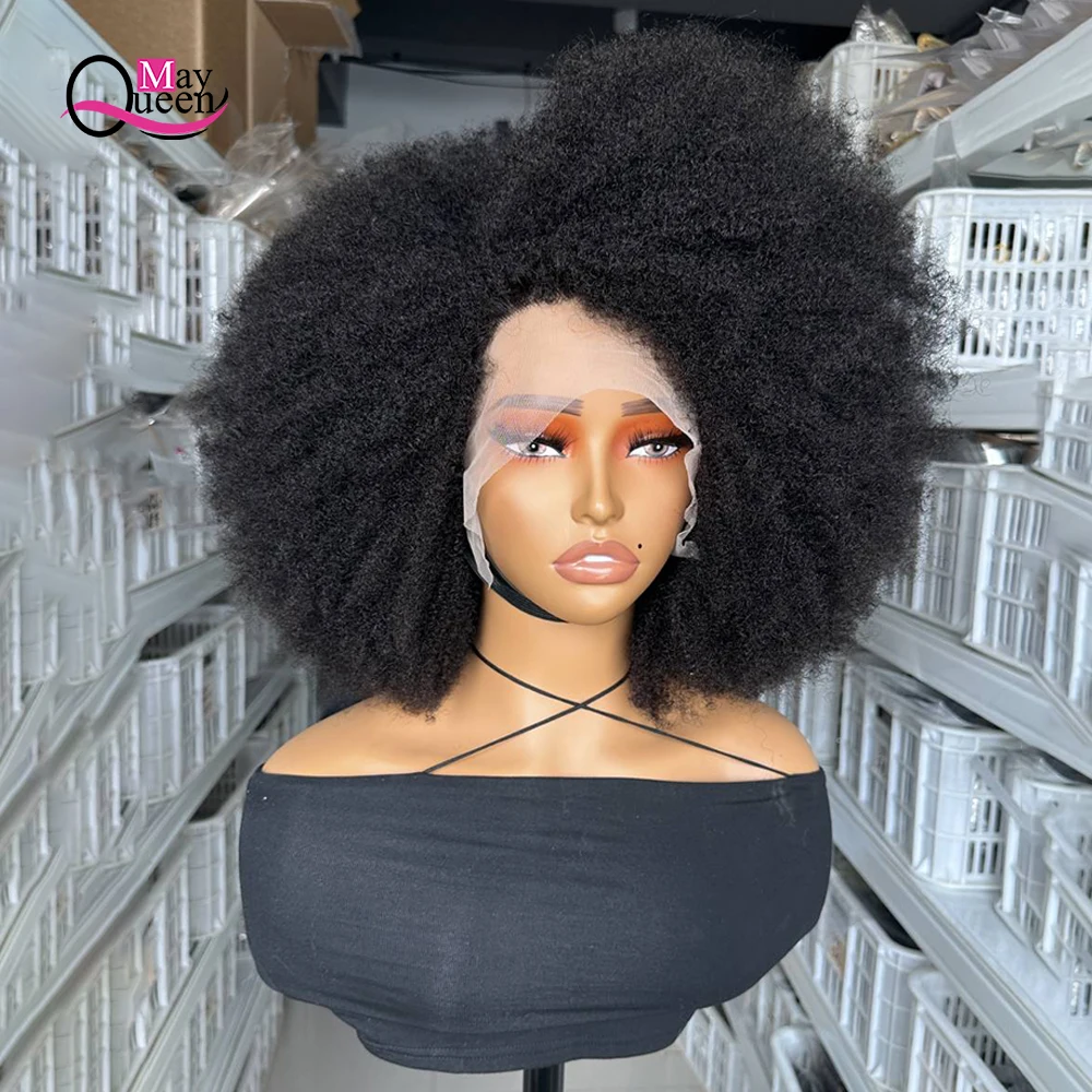 Double Drawn Virgin Hair Frontal Wigs Glueless Raw Indian Hair Afro Wig 13x1 T Lace Front  Human Hair Short BoB Wigs