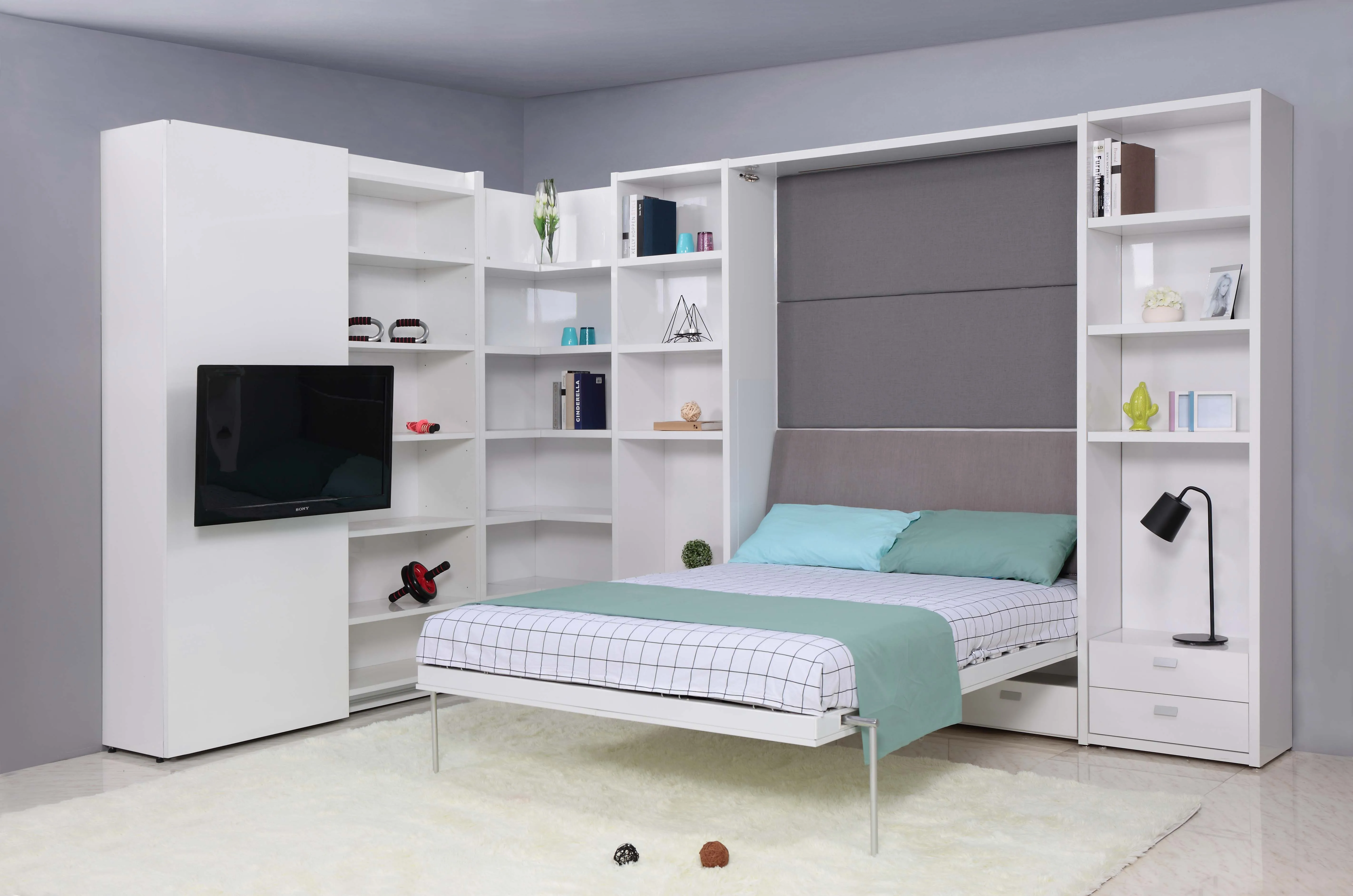 King Size Hot Sale Modern Metal Folding Wall Bed Mechanism With Automatic Leg For Home