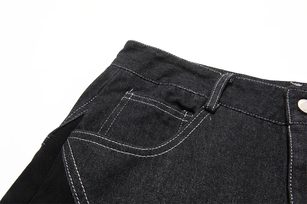 Straight Denim Shorts 80%cotton Jeans Fabric Street Style Breathable Custom Washed Casual High Waist Knitted Short for Men