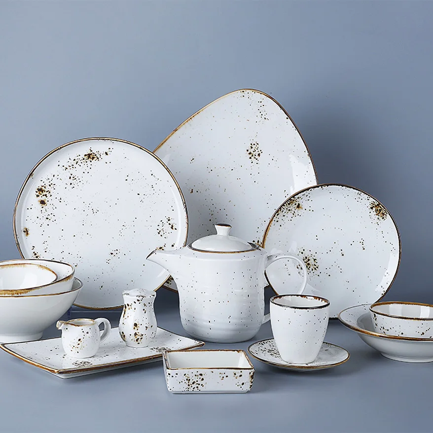 Two Eight Used Restaurant Rustic Crockery Dinner Set Ceramic, 2019 Diner Set Rustic China Ware Ceramic Porcelain Dinner Set^
