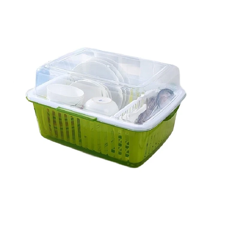 Cupboard plastic kitchen drain bowl rack with cover dish drainer rack bowl box tableware crockery cutlery storage box dish rack