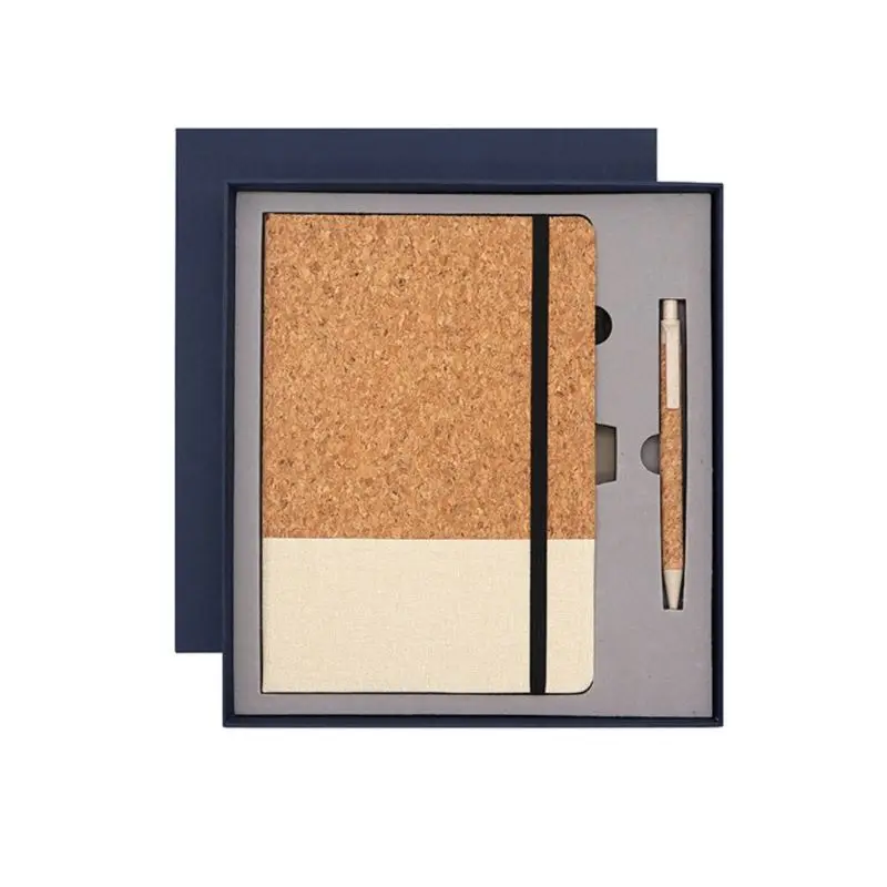 Premium Business Customize Memorandum Book Office Agenda Cork Eco-environmental A5 Diary Journals Notebook With Pen Gift Set
