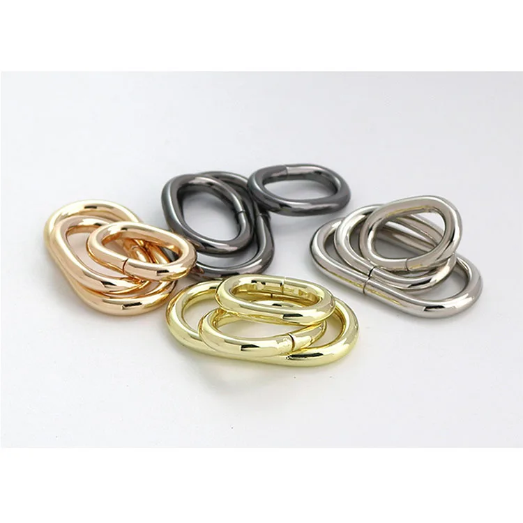 DWDP 15-50mm Carabiner Metal Spring Key Ring Snap Hooks Clip Buckle Oval Loop Ring Buckle for Bags Purses Strap Keeper