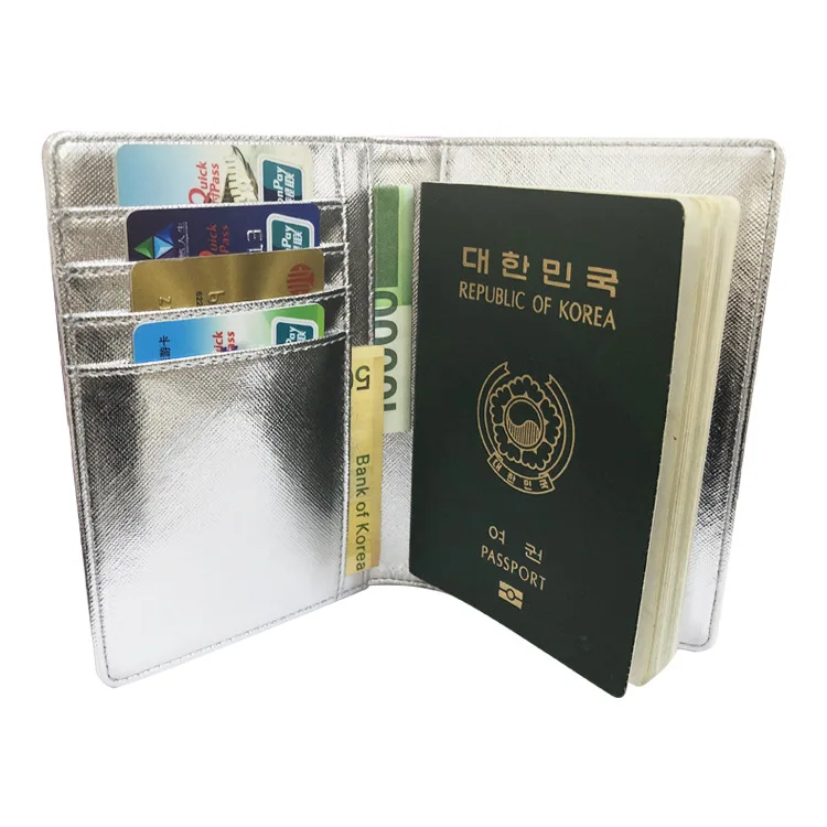 Laser Passport Holder Glitter Shiny Passport Case with 3 Colors PU Leather Passport Holder