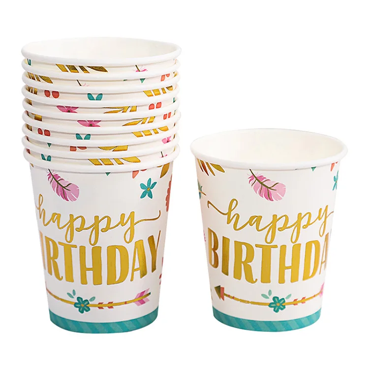 Hot Sale Birthday Disposable Juice Cold Drink Double Wall White Coffee Paper Cups