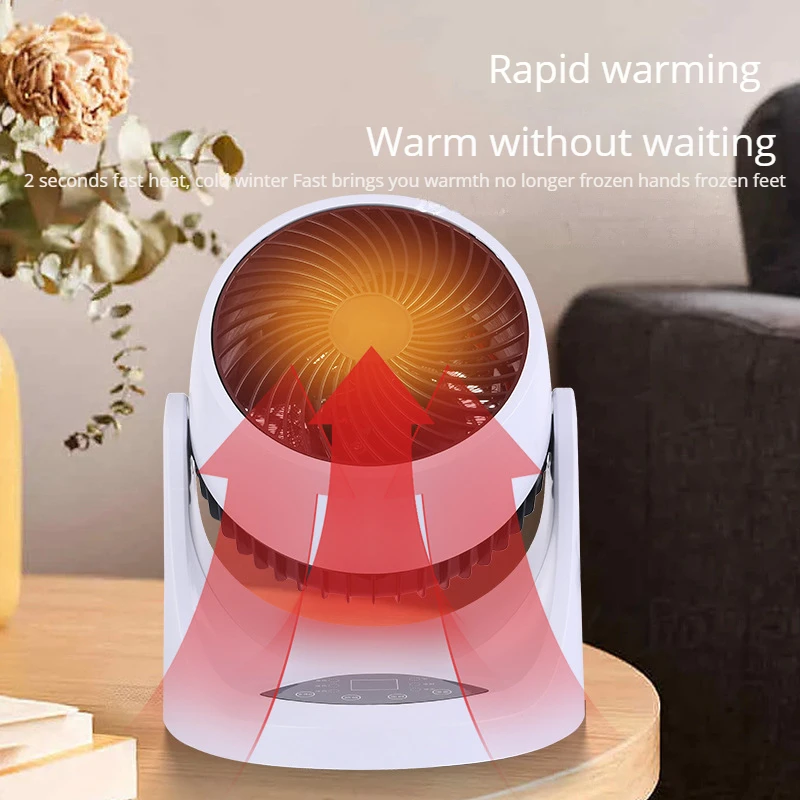 Hot Sale 2000W air circulation heater  Portable Mini Fan Heater Home Small Office Can Swing Head Heating And Cooling Fan