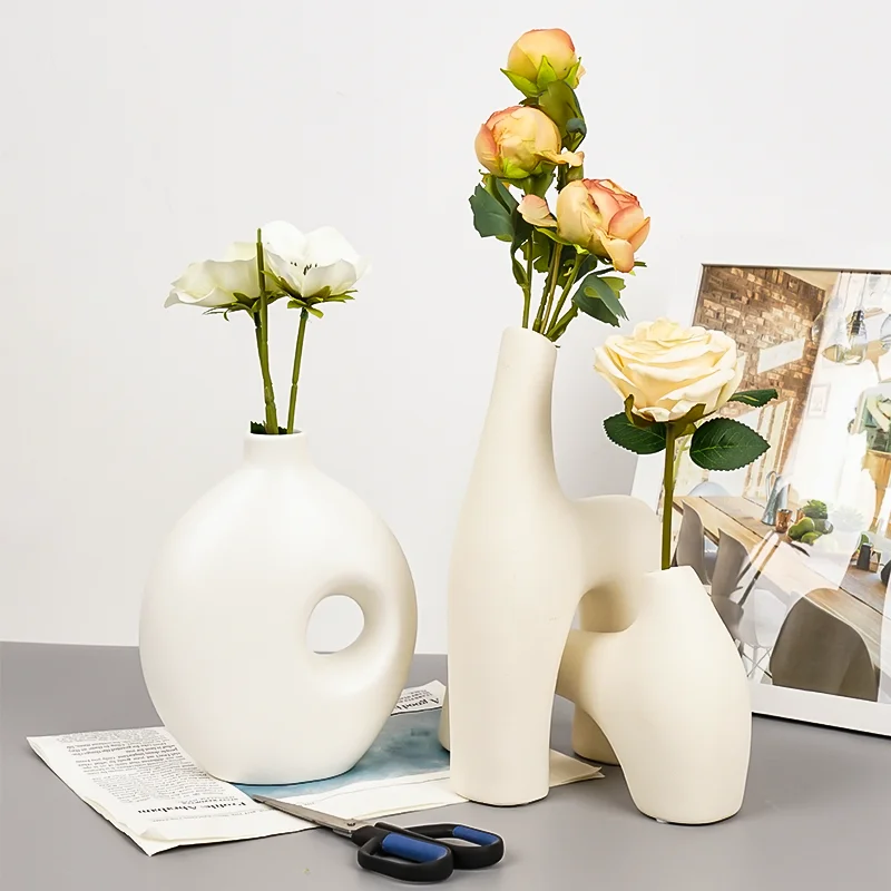 Wholesale Elegant Fashion Cylinder Flower Vase Wedding Decoration Table Ceramic Vase Flower Vase