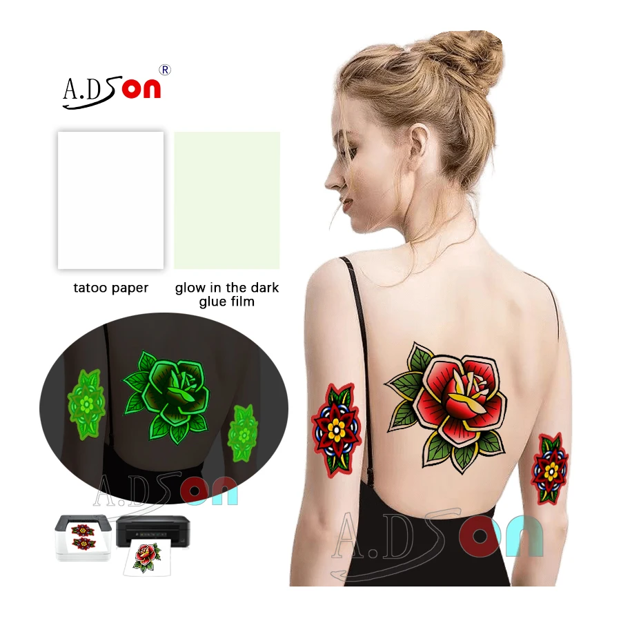 Printable Glow in the Dark Tattoo Paper Tattoo Decal Paper  Fluorescent Luminous Temporary Tattoo Transfer Paper