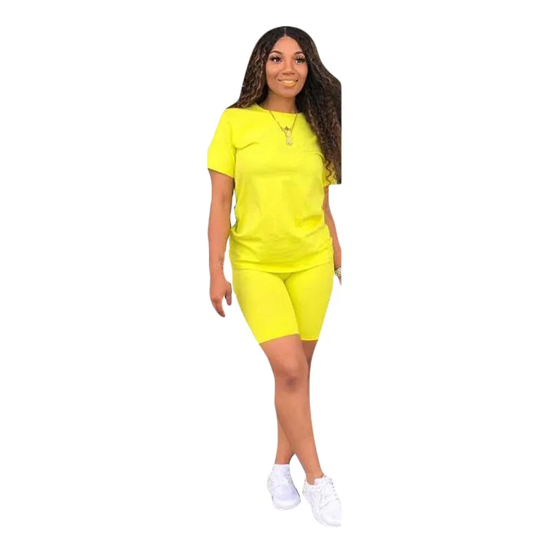 New Arrive Summer Hot Sell 7colors Women Casual Two Piece Blank Short Tracksuits Outfits 2 Piece Jogger Set