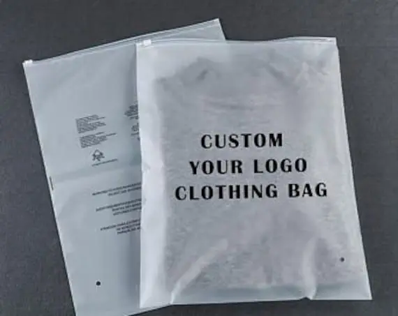 wholesale custom printed clear Pvc/pe packaging pouches zipper cosmetic frosted plastic zipper bag for t-shirt clothing packing