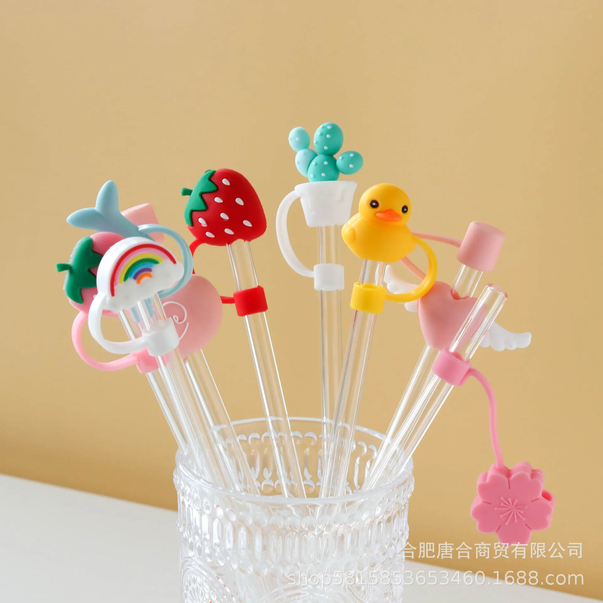 OEM Factory Custom Multisize Silicone Straw Stopper Cartoon 10mm Soft Rubber Dustproof Sleeve PVC Food Grade Straw Cap