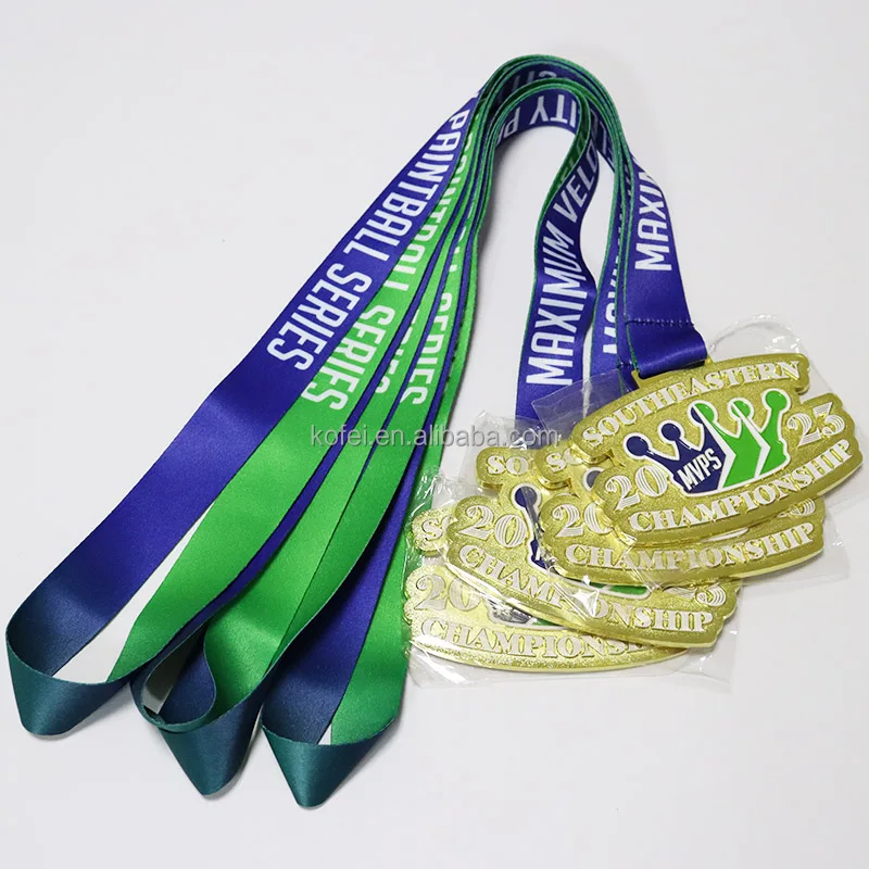 Kofei Custom Zinc Alloy 3D Metal Award Gold Silver Soccer Football Volleyball Medals With Neck Lanyard Manufacturer