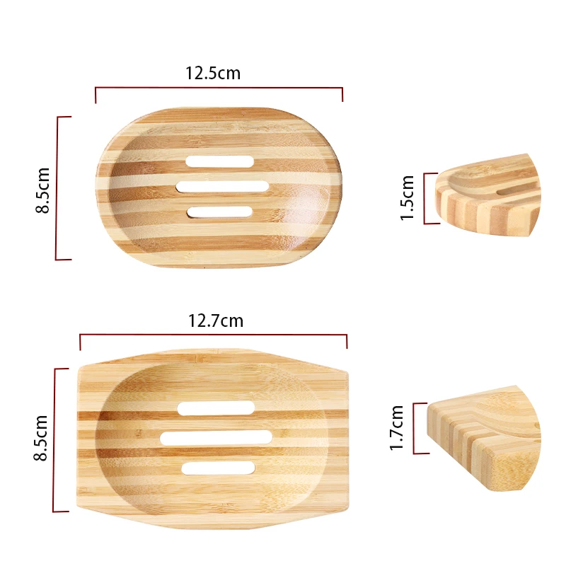 Custom Bamboo Wood Travel Multi Hand Babies Foam Soap Dish Shampoo Drain Holder Luxury Box Bath Soap Tray Hotel With Drain Logo