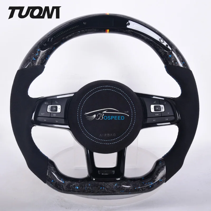 Suede Forged Carbon Fiber LED Steering Wheel For Volkswagen VW Golf Golf 7 5 6 8 R GTI MK7 MK5 MK6 MK2 Passat B6 GTD Variant