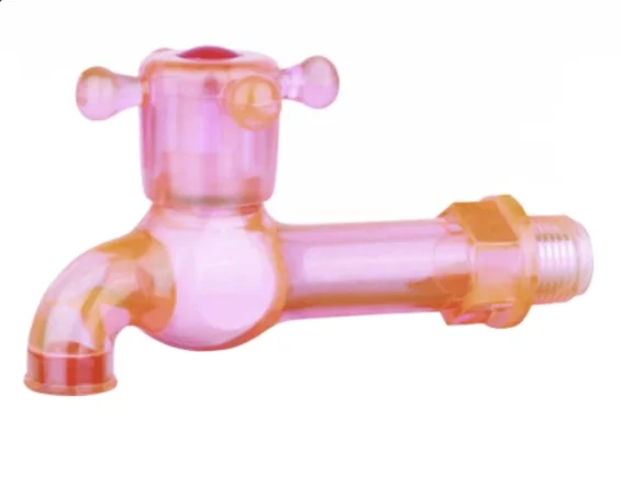 PVC material long faucet body pink color cross handle plastic swimming pool tap