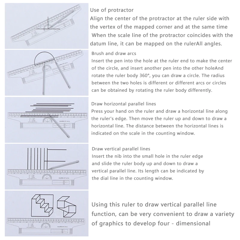 Универсальные параллельные линейки Kolding 30 см, угловая линейка, балансировочные весы для рисования, многофункциональная роликовая линейка для колебаний, 30 см, универсальная P