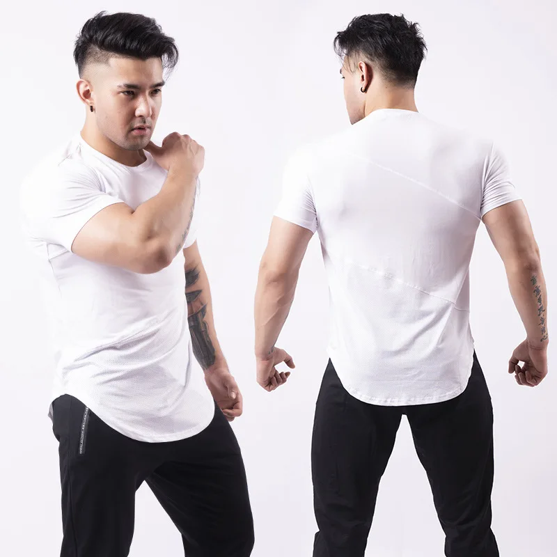 Short-sleeved fitness training clothes large size outdoor summer round neck large size quick-drying t-shirt