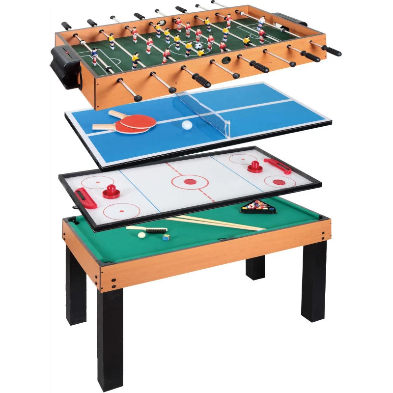 Indoor Sport Wooden Football Table  Toy 4 in 1 Foosball Air Hockey Tennis Billiard Pool Table Soccer Table game Set