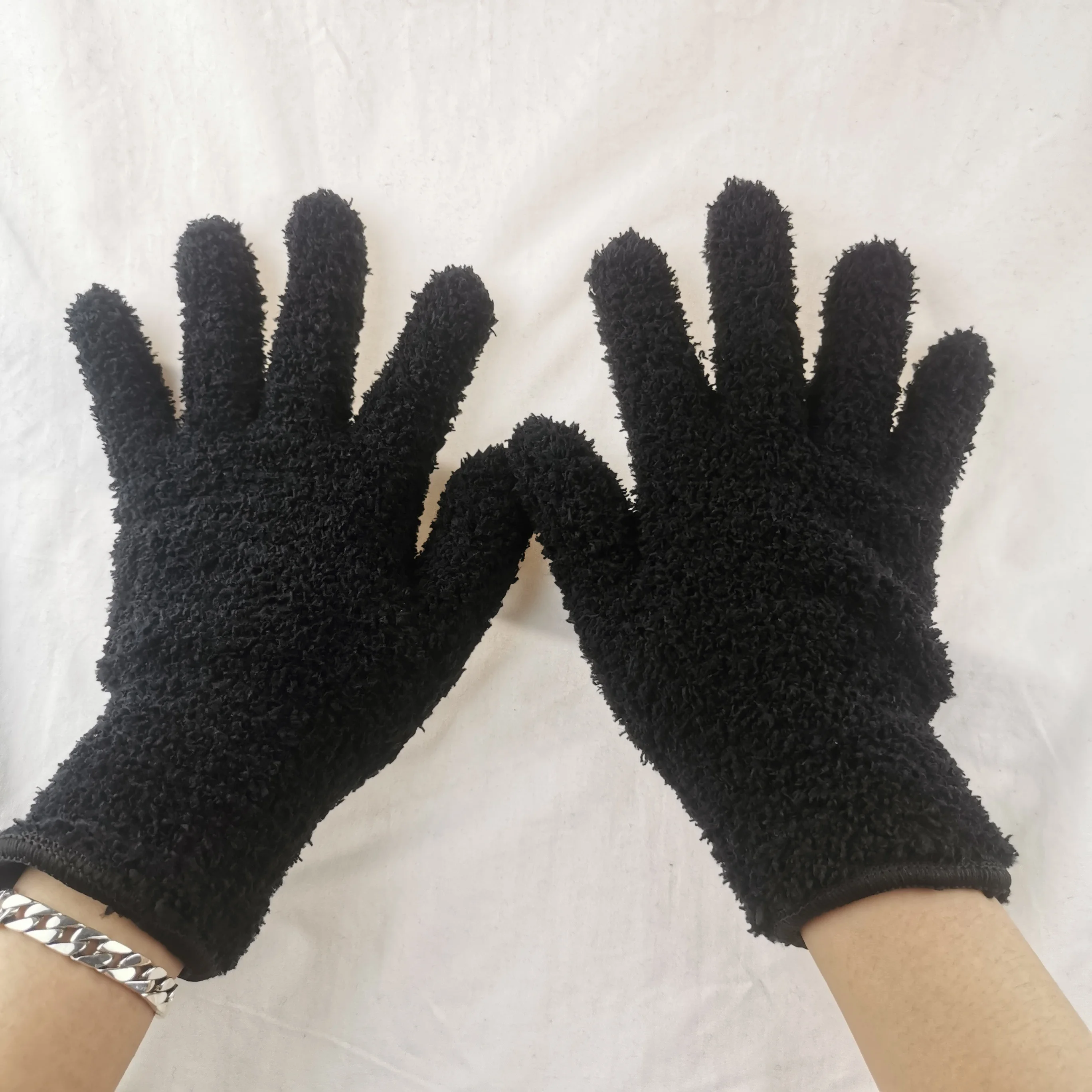 New coral velvet gloves, knitted polyester, warm and thickened, divided into outdoor Unisex