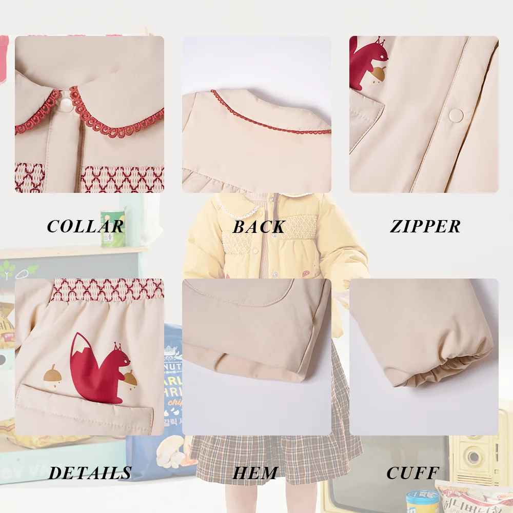 Custom cute girls down jacket animal print pattern children puffer coat white duck down kids winter warm clothes