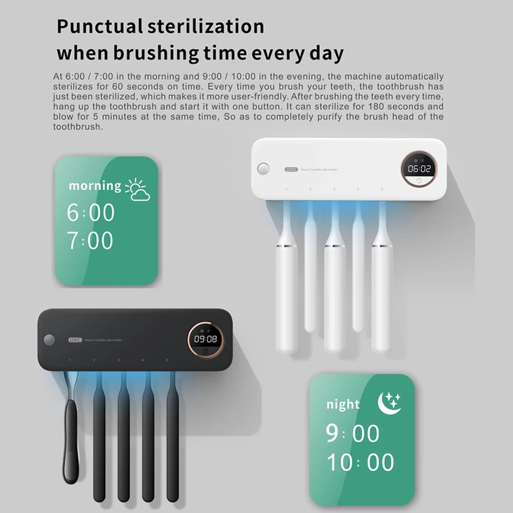 Wholesale OEM portable sterilise smart uv ultraviolet light sanitizing holder case steriliser sanitizer toothbrush sterlizer