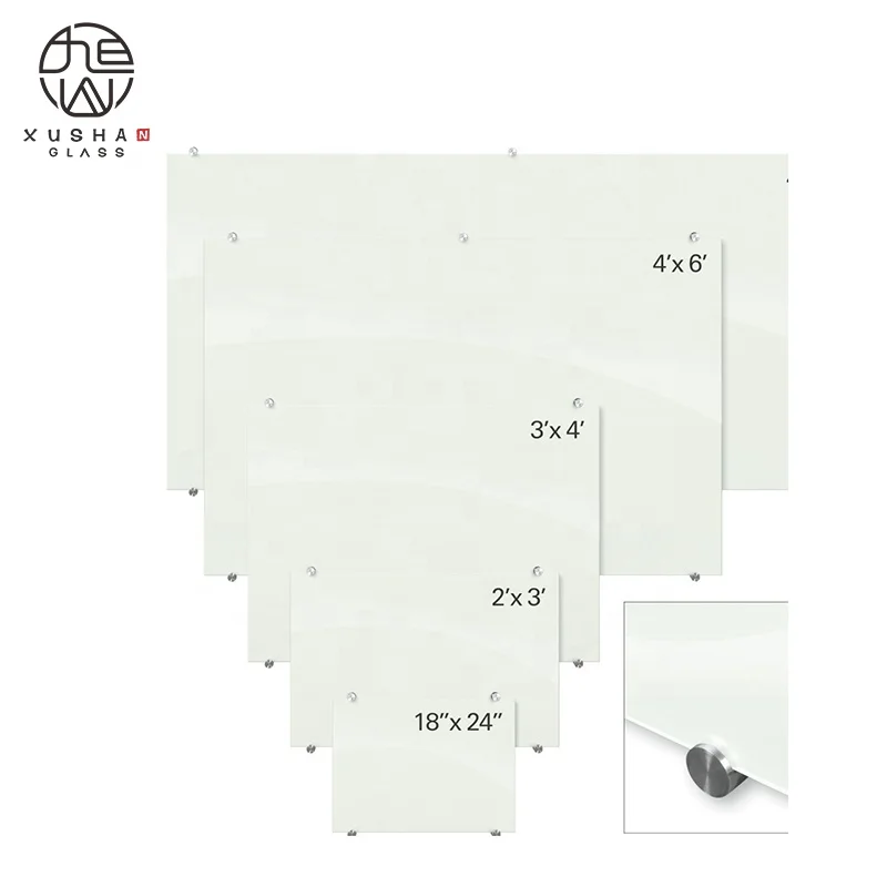 glossy customized magnetic frameless glass board with pen and eraser