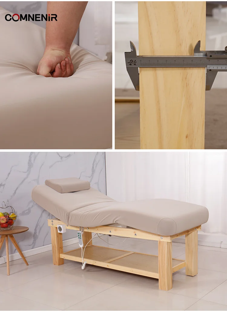 Luxury 4 Motor Stainless Steel Base Heating Electric Treatment Beauty Salon Spa Facial Massage Bed Headspa Furniture
