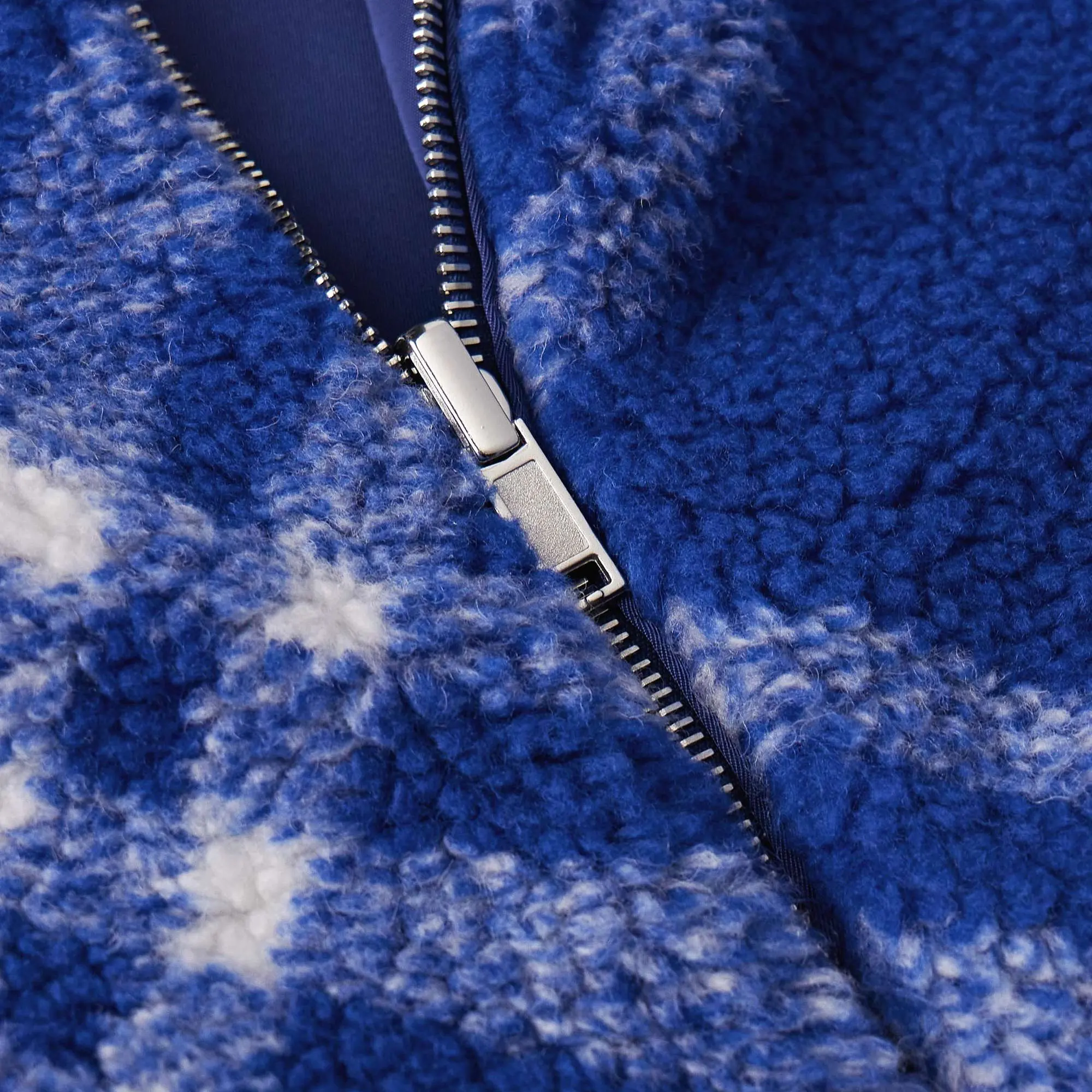 Unisex Streetwear Custom Embroidery Logo Patchwork Jacket Heavyweight Zip Up Winter Fleece Jacket Men