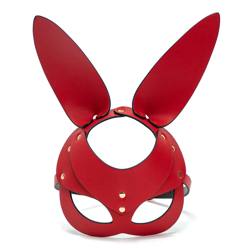 Eco-Friendly Leather Women Rabbit Cosplay Black Bunny Girl Mask