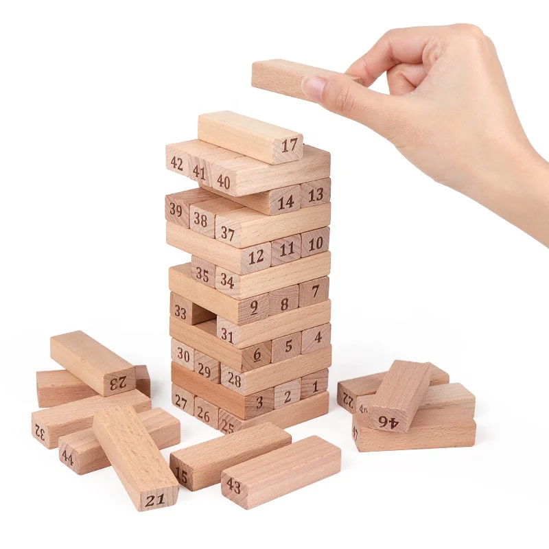 Wood Size Block Game Stacking Blocks Tumbling Tower Domino Game Children Building Blocks Set Educational Toy