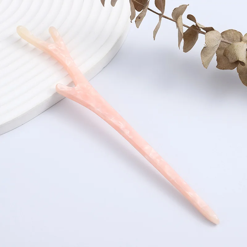 BELLEWORLD Factory Customized Chinese style Classic elegant antler branch acetic acid hair sticks acetate hair forks