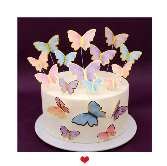 Gold butterfly cake decoration card birthday cake baking plug-in cake decoration DIY Internet celebrity dessert table