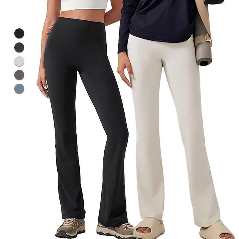 DAW188 Nude Hip Lifting Yoga Flare Pants Dance High Waisted Tummy Control Casual Pants