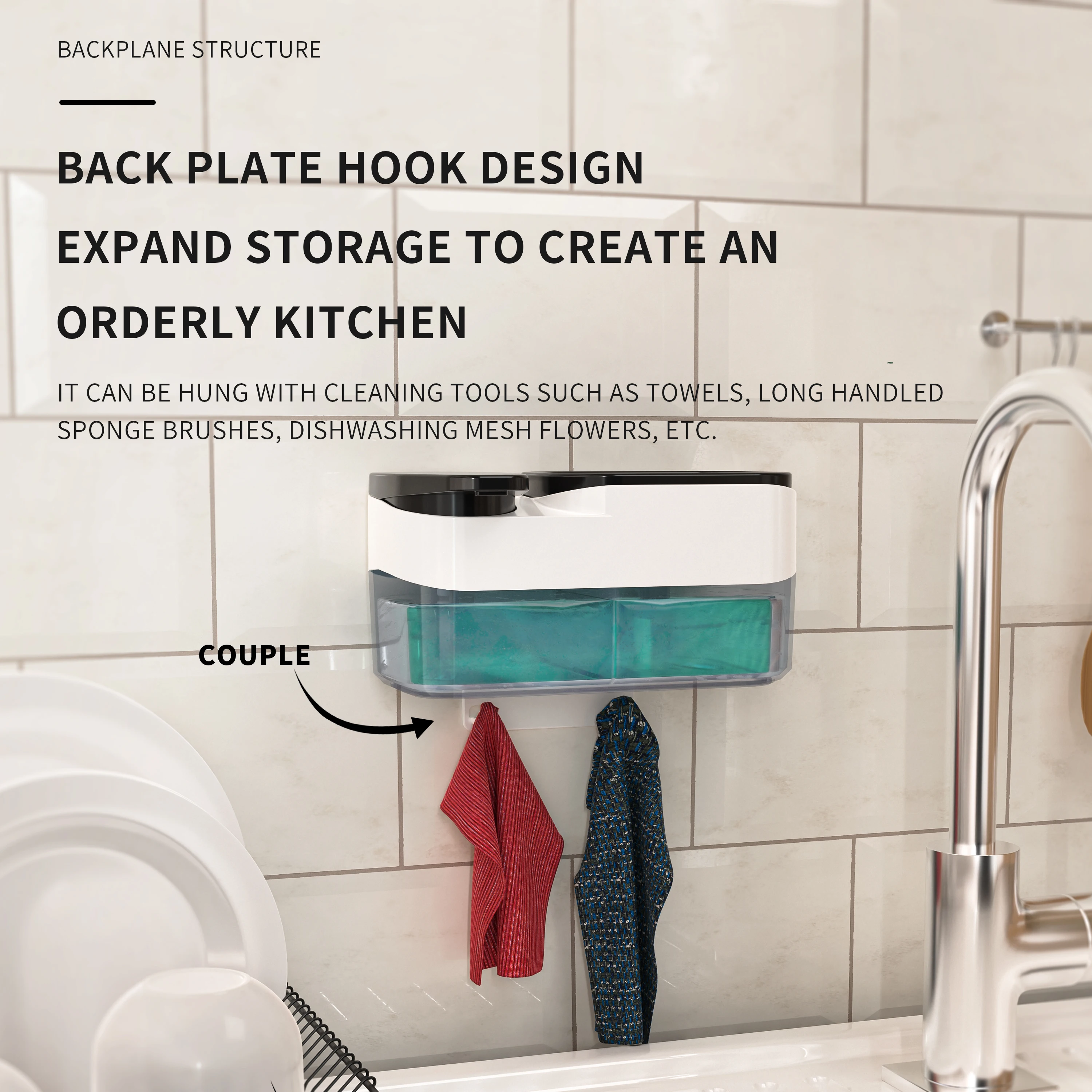 Restaurant Sponge Holder Dish Brush ABS Manual Pump Foam Liquid Dispensers Kitchen Soap Dispenser