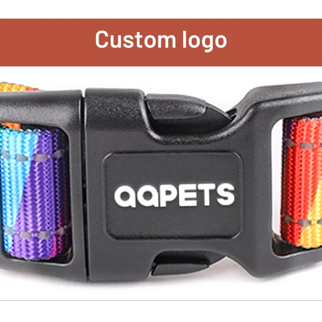 Pet Shop High Quality Reflective Cute Colorful Custom Brand Dogs Collars Personalized Designer Luxury Rainbow Dog Collar