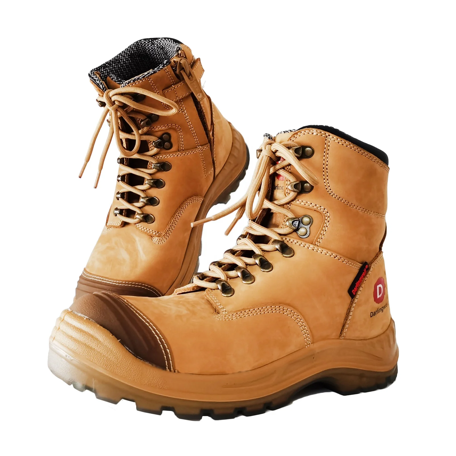 safety boots with unique design Wheat nubuck leather industrial safety boots with steel toe mining safety shoes