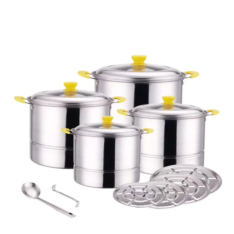 Cooking Casseroles Stainless Steel Soup Pot Set Kitchen Cookware 22cm 24cm 26cm 28cm Soup Milk Cooking Pot Set
