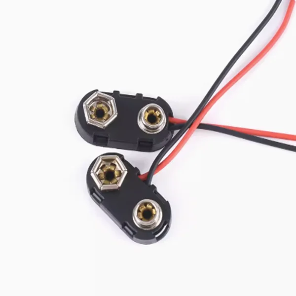 9V battery clip/9V battery clip with red and black wire ends stripped and tinned