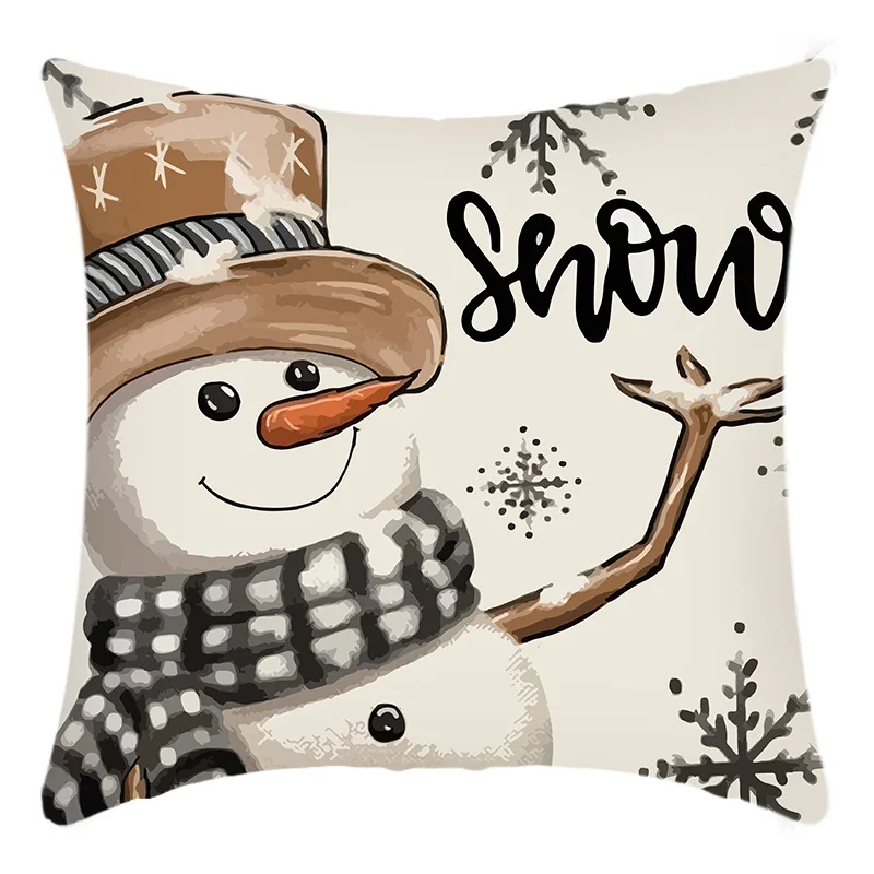 45*45cm Christmas Sofa Decorative Pillow Cover With Zipper Printed Elk Christmas Home Pillowcase Pillow Case Cushion Cover