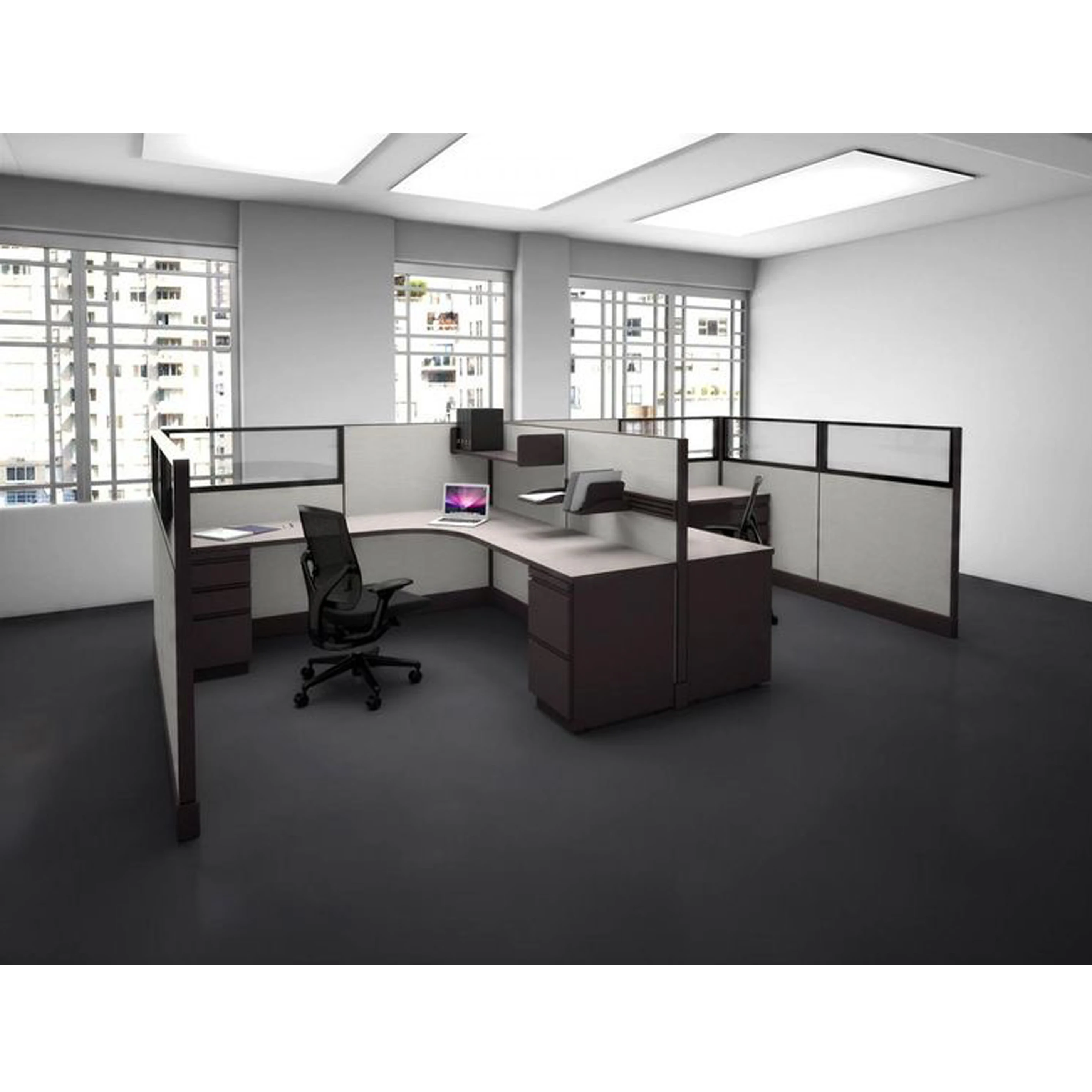 Классическая Высококачественная рабочая станция руководителя на 2 / 4 человека модульная перегородка для кабинета с подвесным шкафом деревянный офисный стол