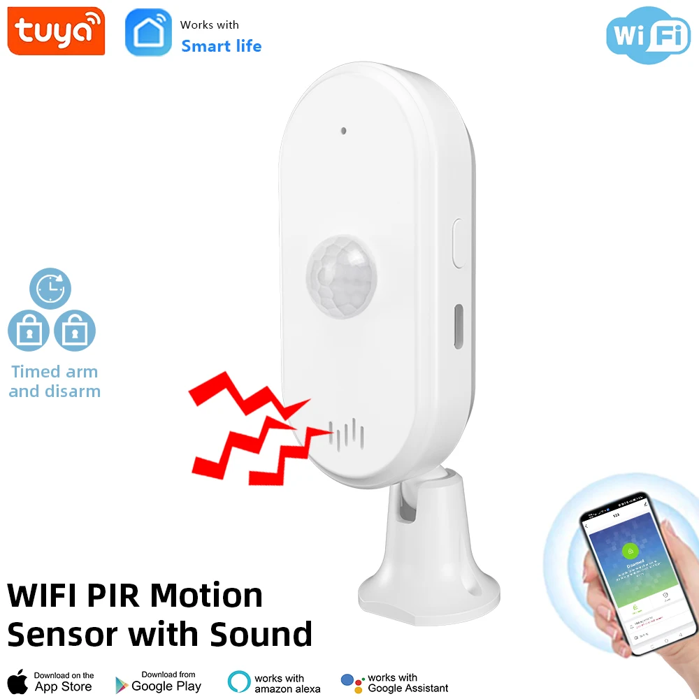 Smart Home Security PIR Sensor Anti Theft Infrared Motion Sensor Tuya WIFI PIR Detector with 80db Alarm Sound