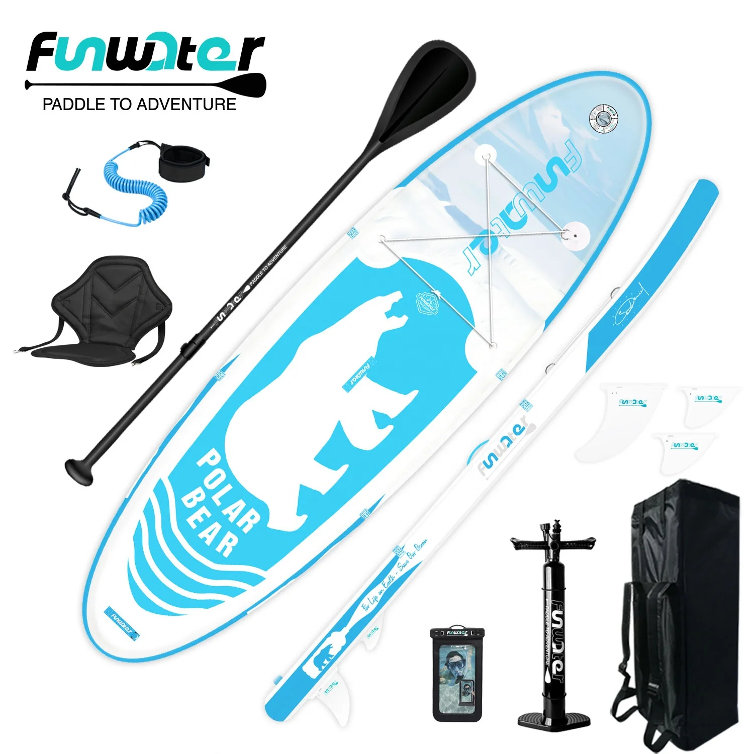 FUNWATER Drop Shipping inflatable paddle surf paddle board stand paddleboard surfing surfboard on sale