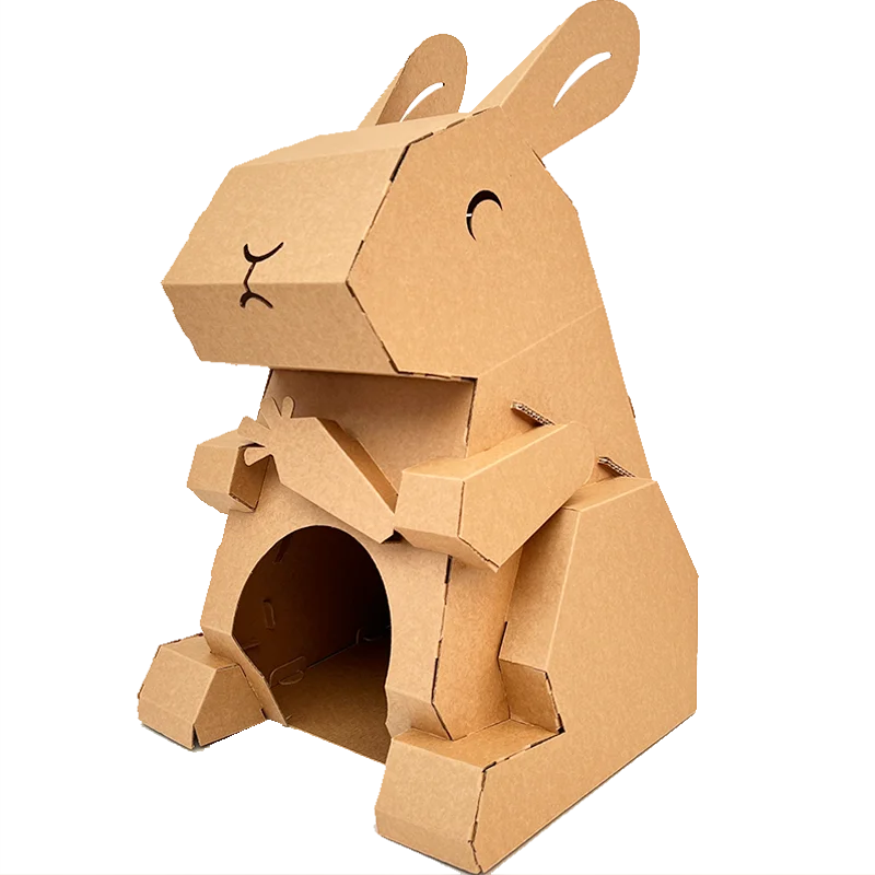 cardboard cat house eco friendly unique cat scratcher board carton box for indoor bed DIY Assembling Custom Pet House diy