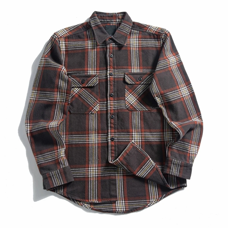 Wholesale Men Fleece Flannel Shirts Long Sleeve Button Up Shirt Custom Logo 100% Cotton Classic Fit Plaid Flannel Shirts