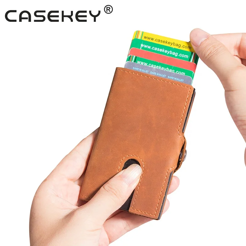 Casekey мужской металлический кошелек на молнии rfid защита держатель кредитных карт