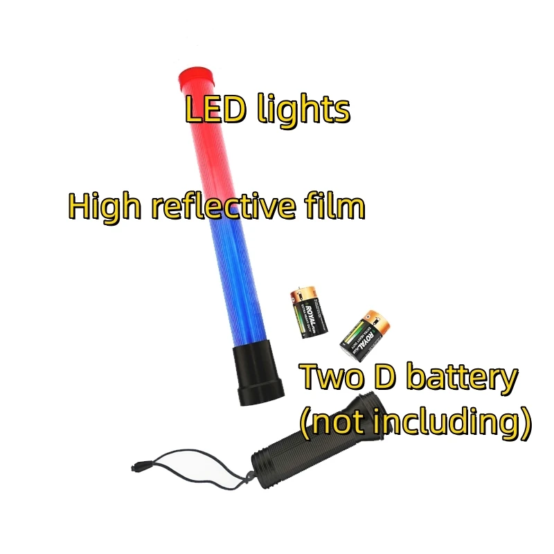 Safety Security Control Traffic Wand LED Flashing Traffic Signal Baton Red and Blue Strobe Safety Wand